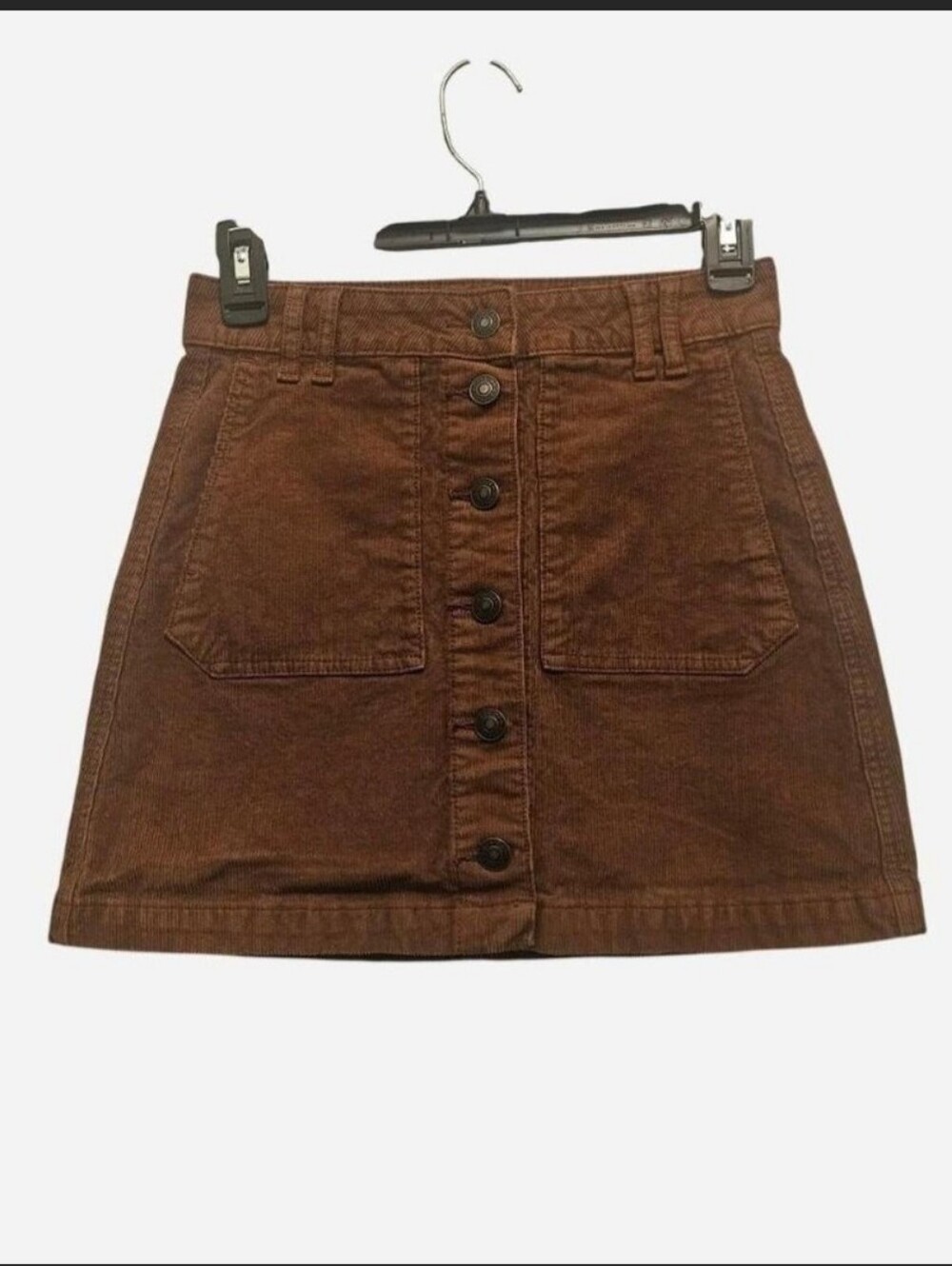 American Eagle Outfitters Brown Button-Front Corduroy Mini Skirt